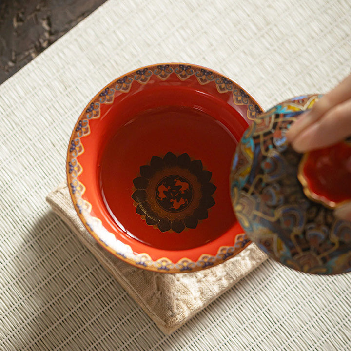 Buddha Stones Dunhuang Color Pattern Gaiwan Tazza da tè Kung Fu Tazza da tè con coperchio