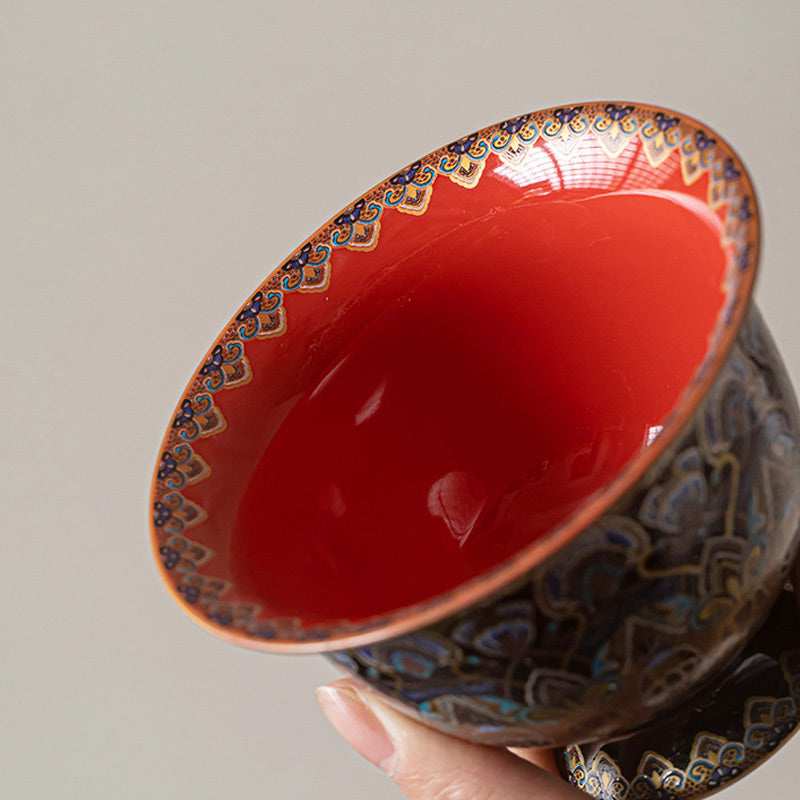 Buddha Stones Dunhuang Color Pattern Gaiwan Tazza da tè Kung Fu Tazza da tè con coperchio