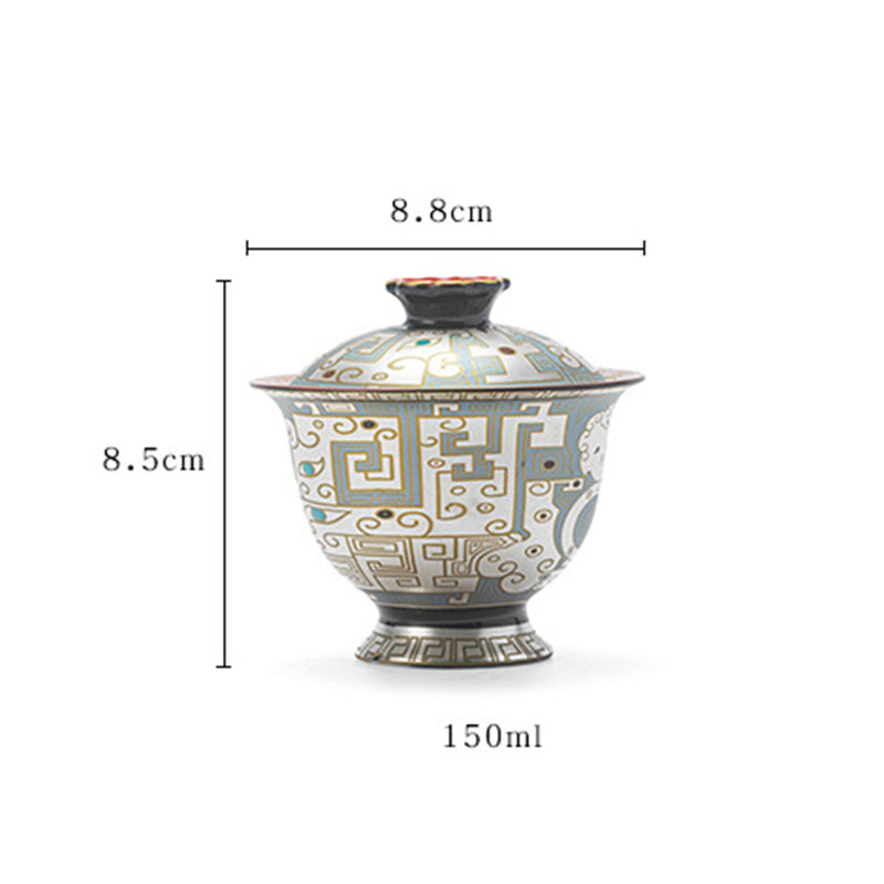 Buddha Stones Dunhuang Color Pattern Gaiwan Tazza da tè Kung Fu Tazza da tè con coperchio