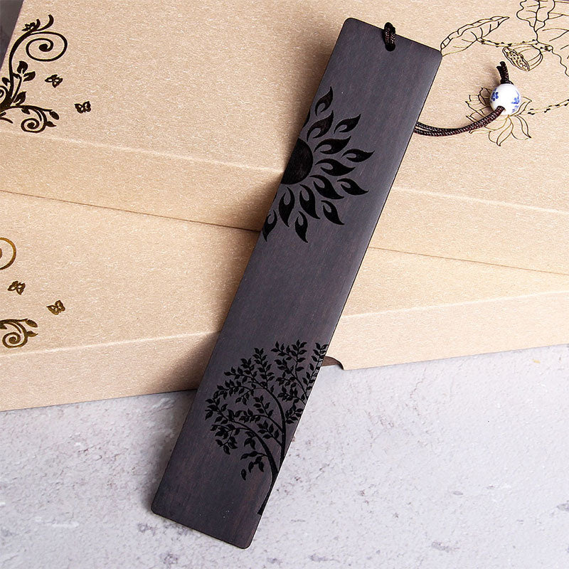 Segnalibri Buddha Stones Sun Tree Ebony Wood Small Leaf Red Sandalwood con scatola regalo