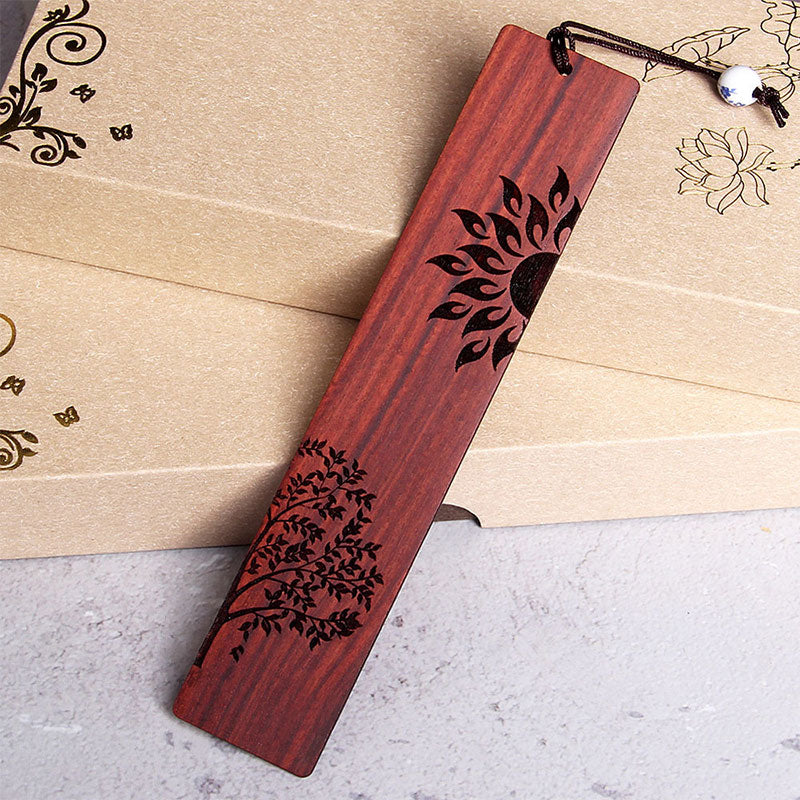 Segnalibri Buddha Stones Sun Tree Ebony Wood Small Leaf Red Sandalwood con scatola regalo