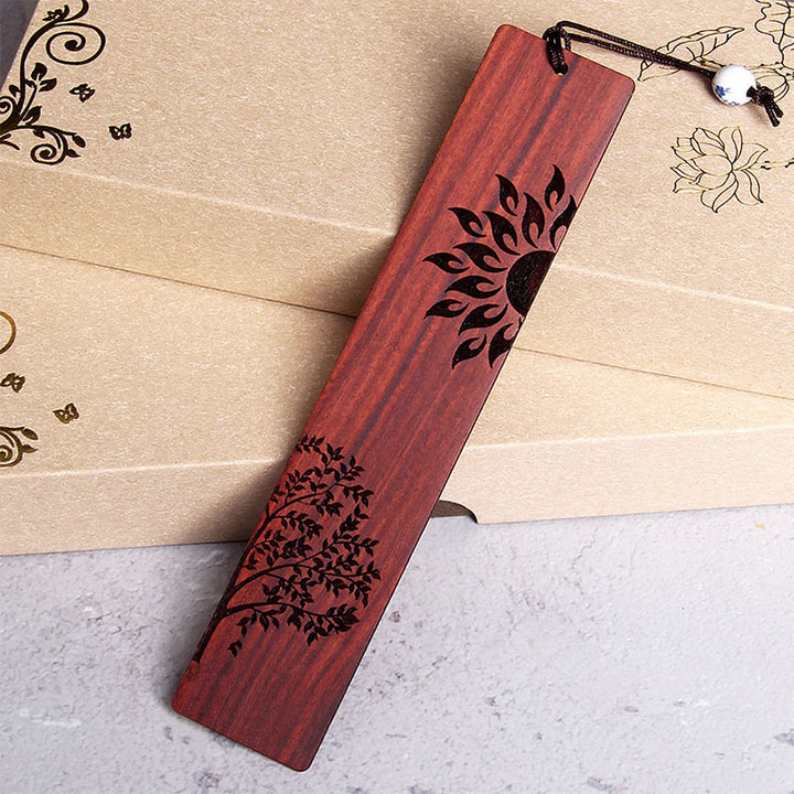 Segnalibri Buddha Stones Sun Tree Ebony Wood Small Leaf Red Sandalwood con scatola regalo