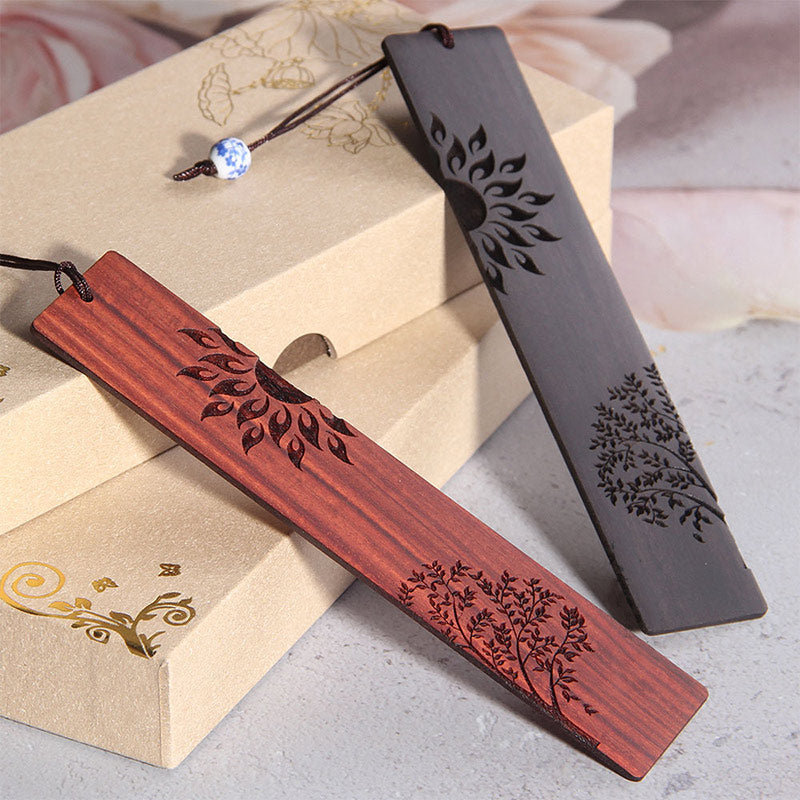 Segnalibri Buddha Stones Sun Tree Ebony Wood Small Leaf Red Sandalwood con scatola regalo