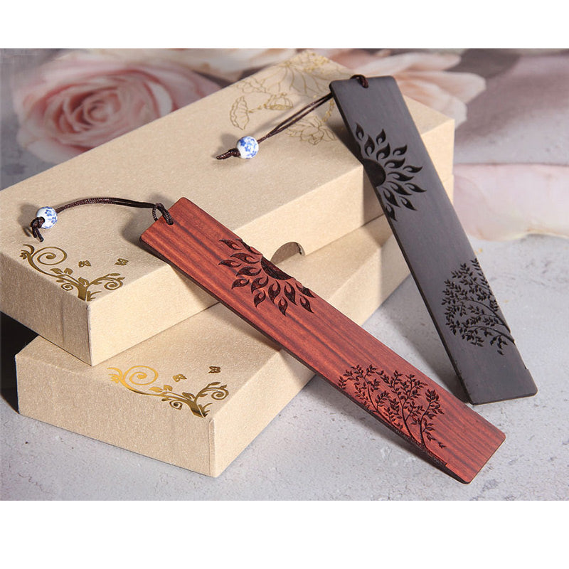 Segnalibri Buddha Stones Sun Tree Ebony Wood Small Leaf Red Sandalwood con scatola regalo
