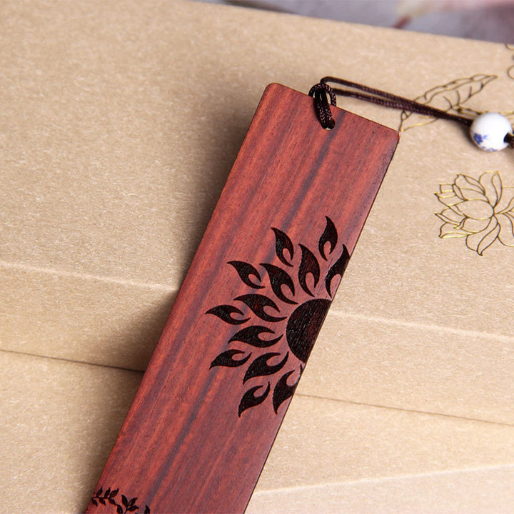 Segnalibri Buddha Stones Sun Tree Ebony Wood Small Leaf Red Sandalwood con scatola regalo