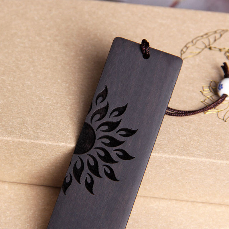 Segnalibri Buddha Stones Sun Tree Ebony Wood Small Leaf Red Sandalwood con scatola regalo