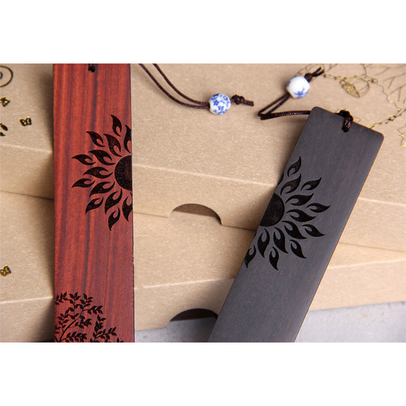 Segnalibri Buddha Stones Sun Tree Ebony Wood Small Leaf Red Sandalwood con scatola regalo