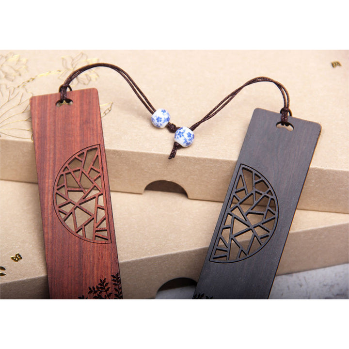 Buddha Stones L'albero della vita Segnalibri in legno di ebano con piccola foglia di sandalo rosso con scatola regalo