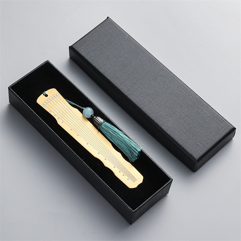 Buddha Stones Strumenti musicali classici Pipa Guzheng Guqin Ruan Segnalibri in metallo Nappa con scatola regalo