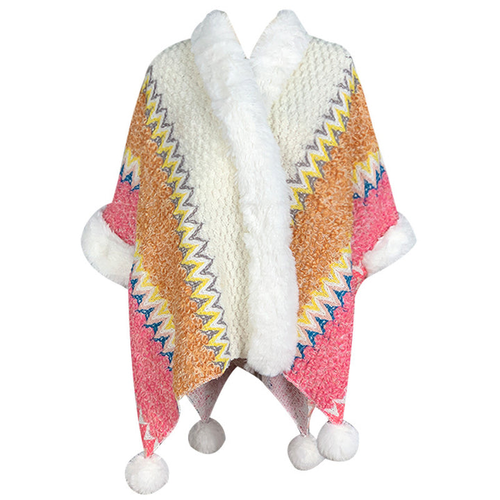 Scialle a righe multicolore tibetano con Buddha Stones , sciarpa da viaggio invernale e accogliente - Beige Arancione Rosa - image 9