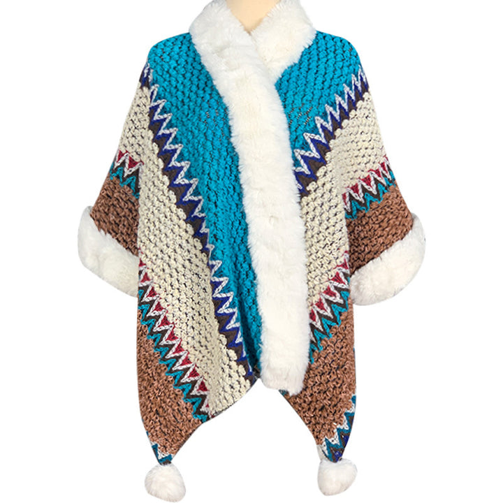 Scialle a righe multicolore tibetano con Buddha Stones , sciarpa da viaggio invernale e accogliente - Blu Beige Marrone - image 45