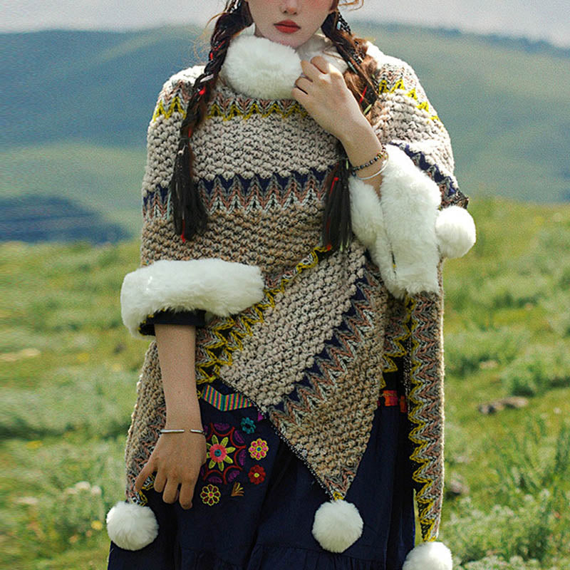 Scialle a righe multicolore tibetano con Buddha Stones , sciarpa da viaggio invernale e accogliente
