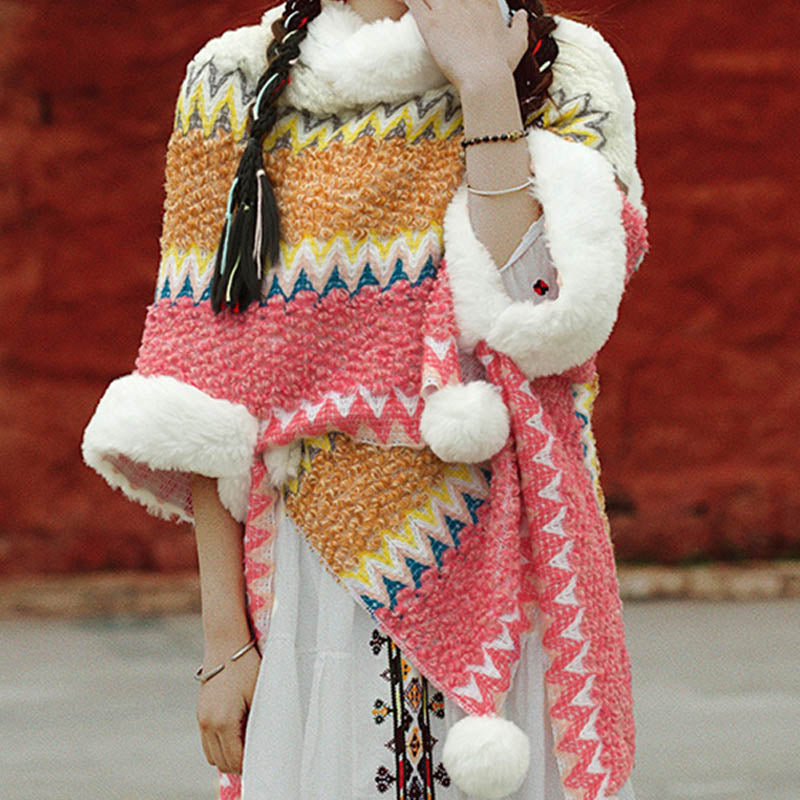 Scialle a righe multicolore tibetano con Buddha Stones , sciarpa da viaggio invernale e accogliente