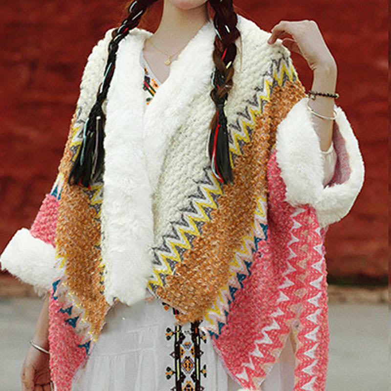 Scialle a righe multicolore tibetano con Buddha Stones , sciarpa da viaggio invernale e accogliente