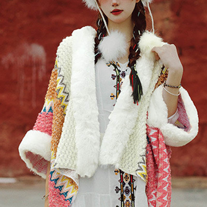 Scialle a righe multicolore tibetano con Buddha Stones , sciarpa da viaggio invernale e accogliente