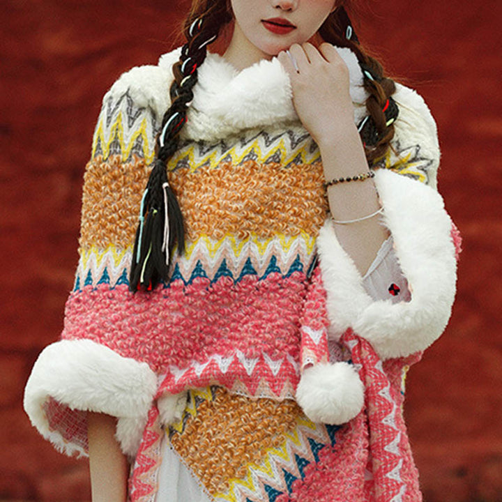 Scialle a righe multicolore tibetano con Buddha Stones , sciarpa da viaggio invernale e accogliente