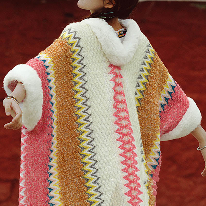 Scialle a righe multicolore tibetano con Buddha Stones , sciarpa da viaggio invernale e accogliente