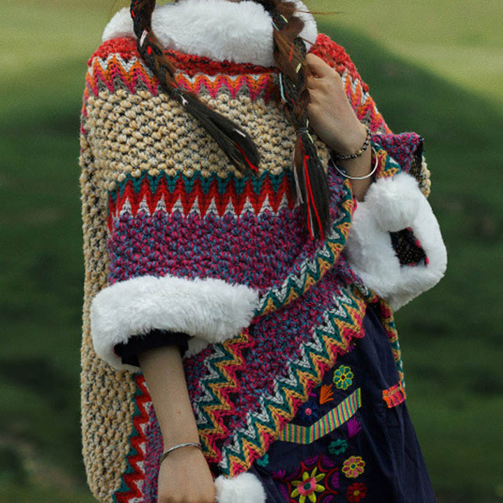Scialle a righe multicolore tibetano con Buddha Stones , sciarpa da viaggio invernale e accogliente