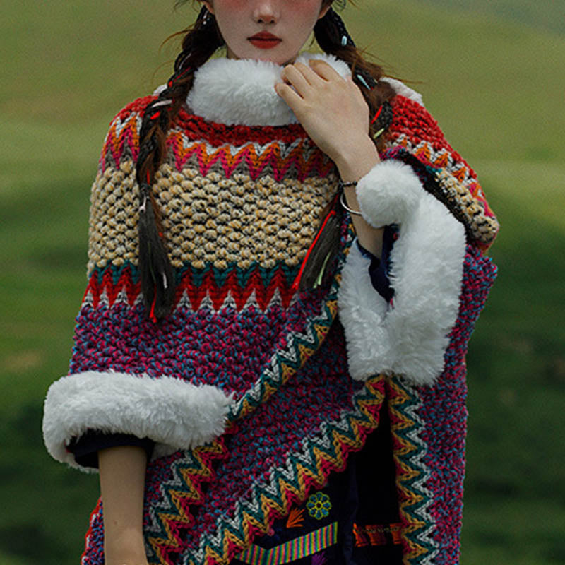 Scialle a righe multicolore tibetano con Buddha Stones , sciarpa da viaggio invernale e accogliente