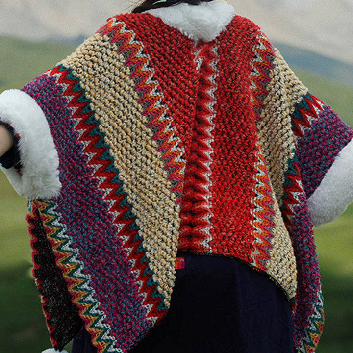 Scialle a righe multicolore tibetano con Buddha Stones , sciarpa da viaggio invernale e accogliente