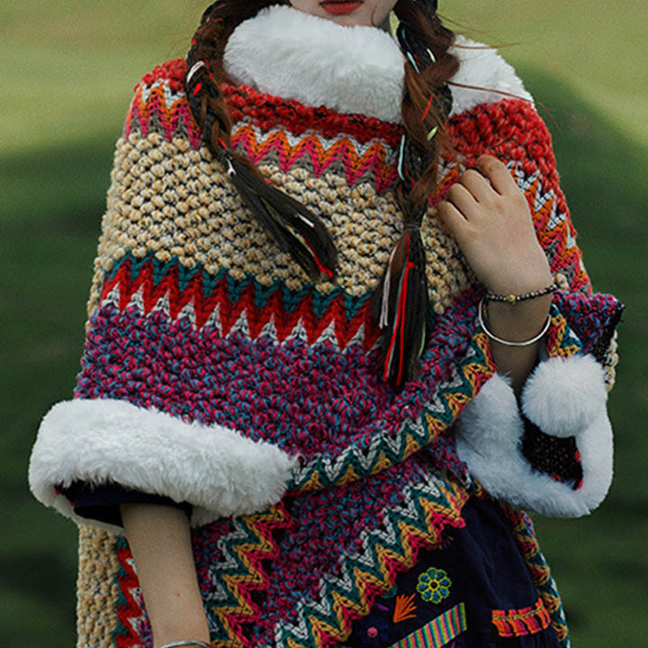 Scialle a righe multicolore tibetano con Buddha Stones , sciarpa da viaggio invernale e accogliente
