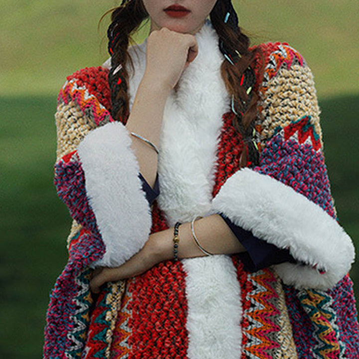 Scialle a righe multicolore tibetano con Buddha Stones , sciarpa da viaggio invernale e accogliente - image 43