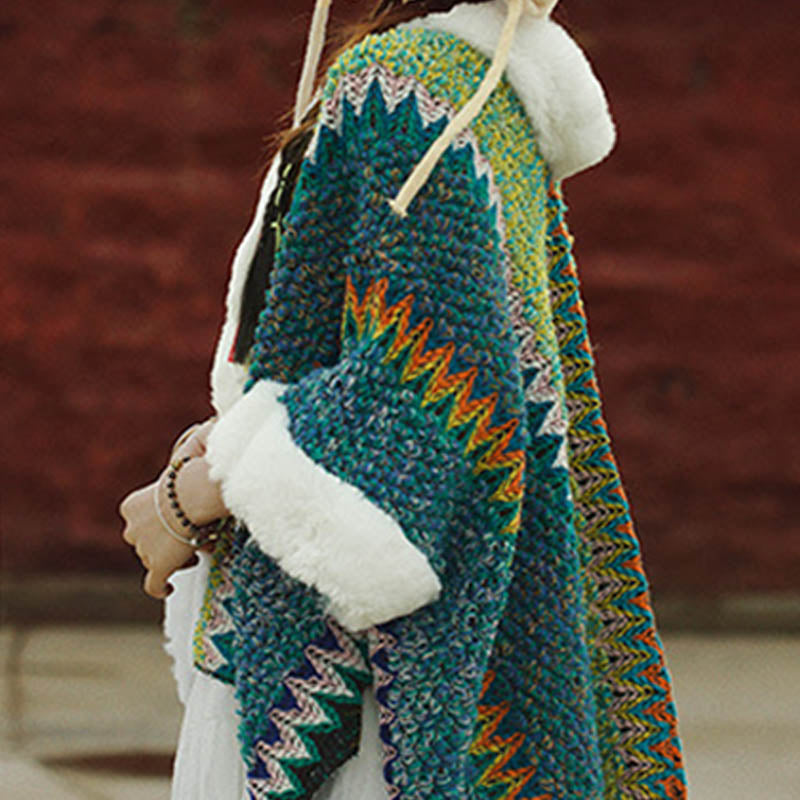 Scialle a righe multicolore tibetano con Buddha Stones , sciarpa da viaggio invernale e accogliente