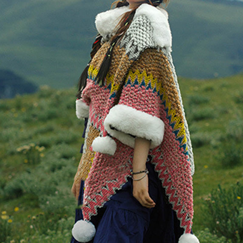 Scialle a righe multicolore tibetano con Buddha Stones , sciarpa da viaggio invernale e accogliente