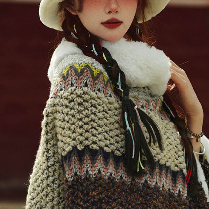 Scialle a righe multicolore tibetano con Buddha Stones , sciarpa da viaggio invernale e accogliente - image 4