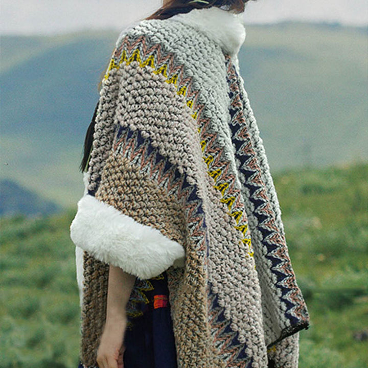 Scialle a righe multicolore tibetano con Buddha Stones , sciarpa da viaggio invernale e accogliente