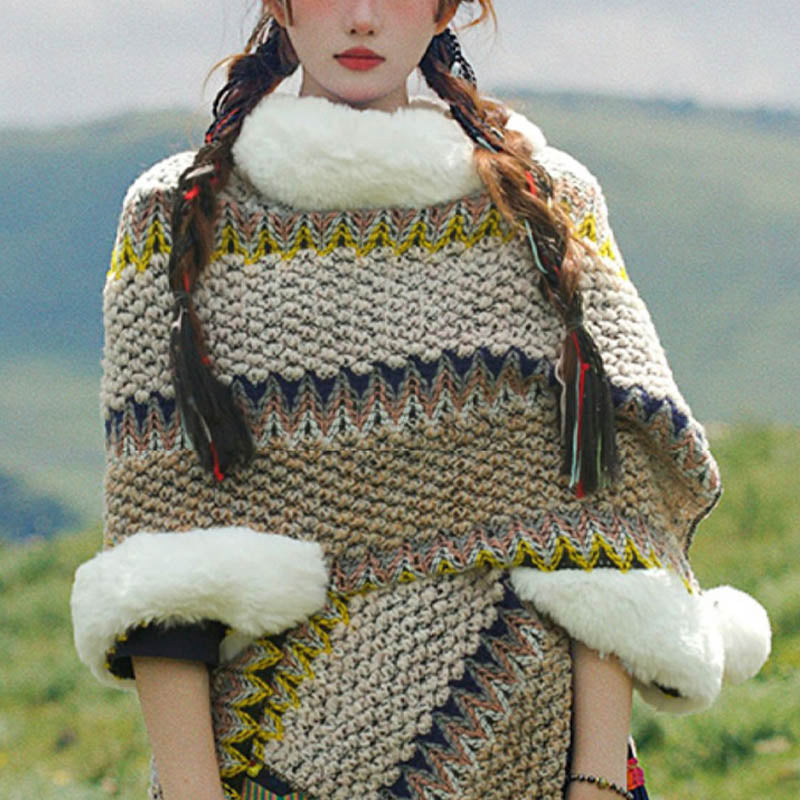 Scialle a righe multicolore tibetano con Buddha Stones , sciarpa da viaggio invernale e accogliente