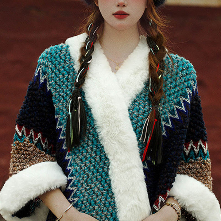 Scialle a righe multicolore tibetano con Buddha Stones , sciarpa da viaggio invernale e accogliente - image 31