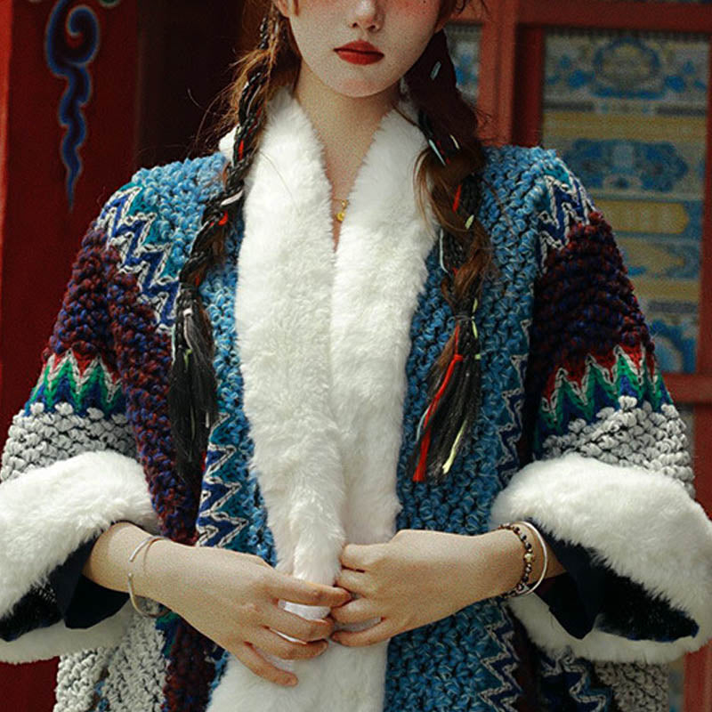 Scialle a righe multicolore tibetano con Buddha Stones , sciarpa da viaggio invernale e accogliente - image 34