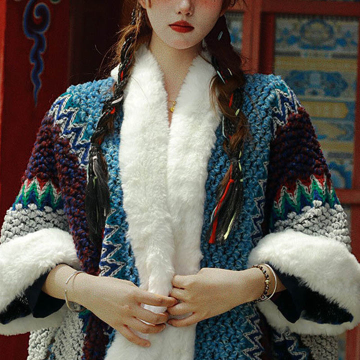 Scialle a righe multicolore tibetano con Buddha Stones , sciarpa da viaggio invernale e accogliente - image 34