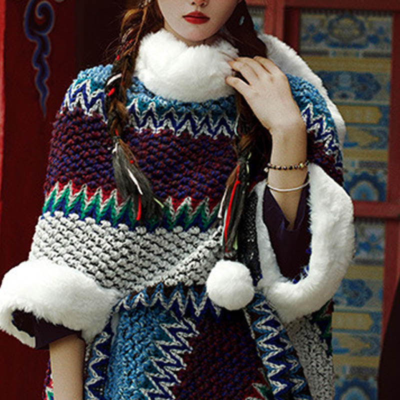 Scialle a righe multicolore tibetano con Buddha Stones , sciarpa da viaggio invernale e accogliente