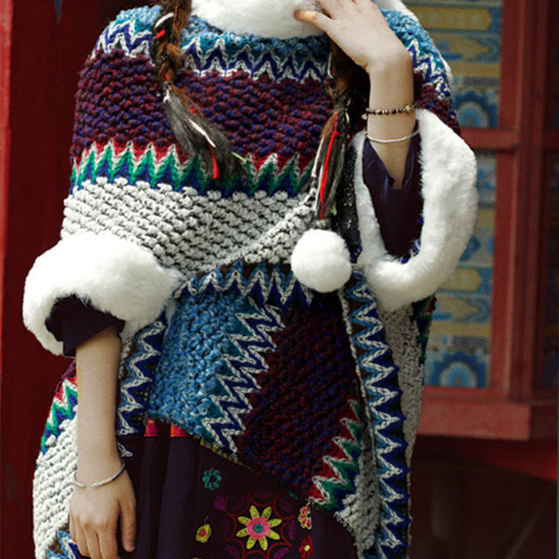 Scialle a righe multicolore tibetano con Buddha Stones , sciarpa da viaggio invernale e accogliente