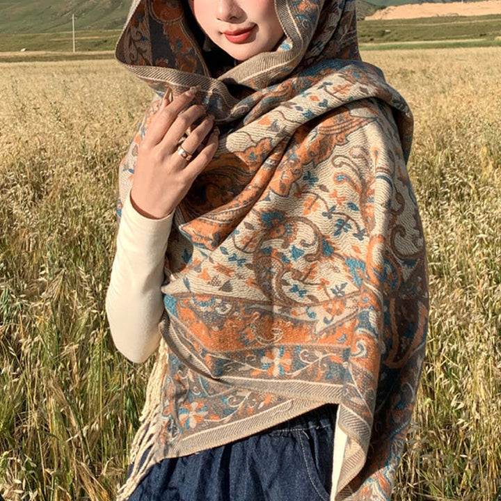 Buddha Stones e ramo di fiori tibetani, sciarpa da viaggio avvolgente e accogliente - image 6