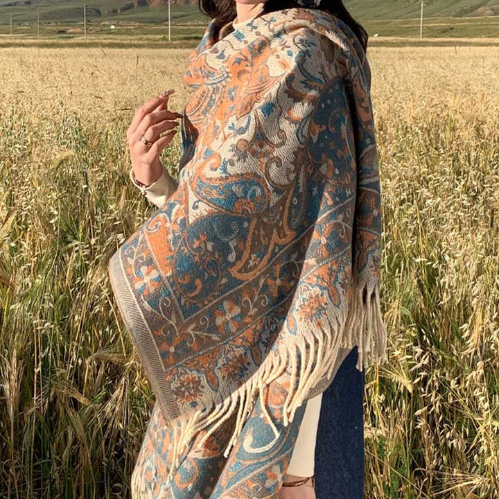 Buddha Stones e ramo di fiori tibetani, sciarpa da viaggio avvolgente e accogliente - image 8