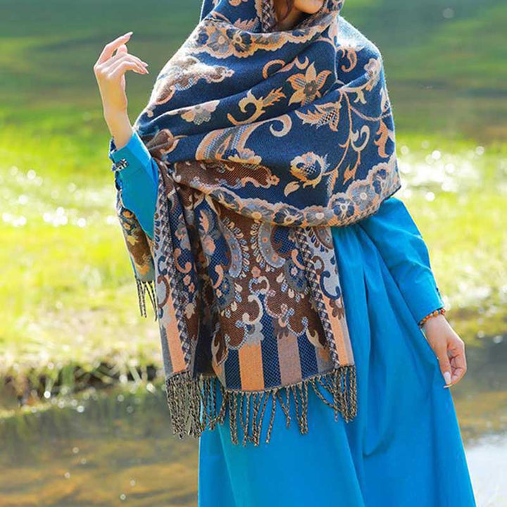 Buddha Stones Scialle con nappe con fiori tibetani, foglie e rami, sciarpa da viaggio avvolgente - image 37