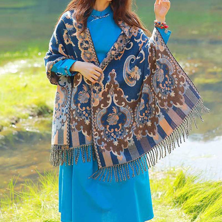 Buddha Stones Scialle con nappe con fiori tibetani, foglie e rami, sciarpa da viaggio avvolgente - image 40