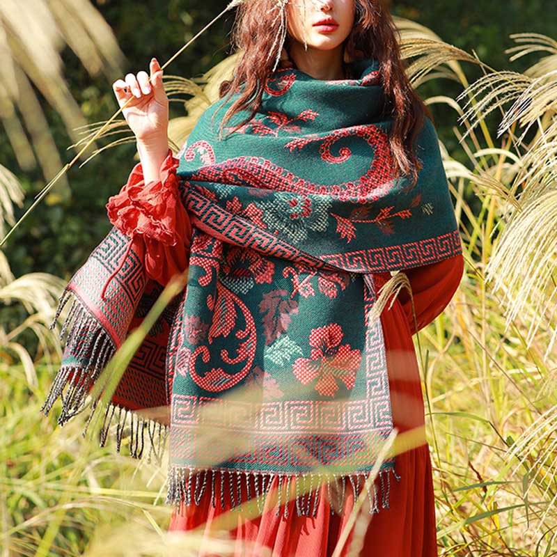 Scialle con Buddha Stones , sciarpa da viaggio avvolgente - Verde - image 0