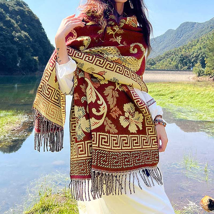 Scialle con Buddha Stones , sciarpa da viaggio avvolgente - Rosso Beige - image 30