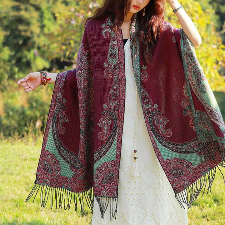 Buddha Stones , sciarpa da viaggio avvolgente - Rosso Verde - image 13