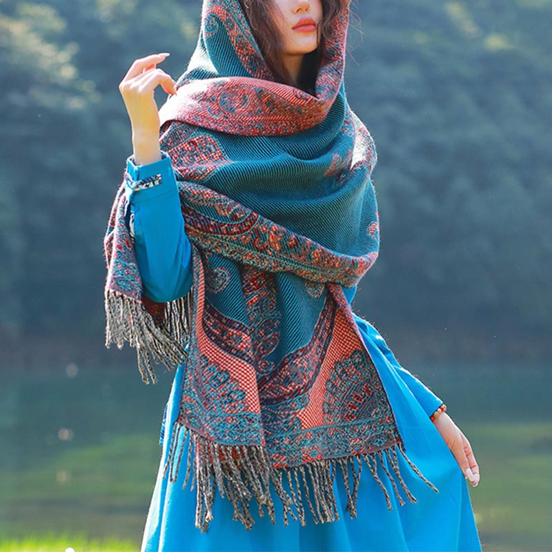 Buddha Stones , sciarpa da viaggio avvolgente - Blu - image 22