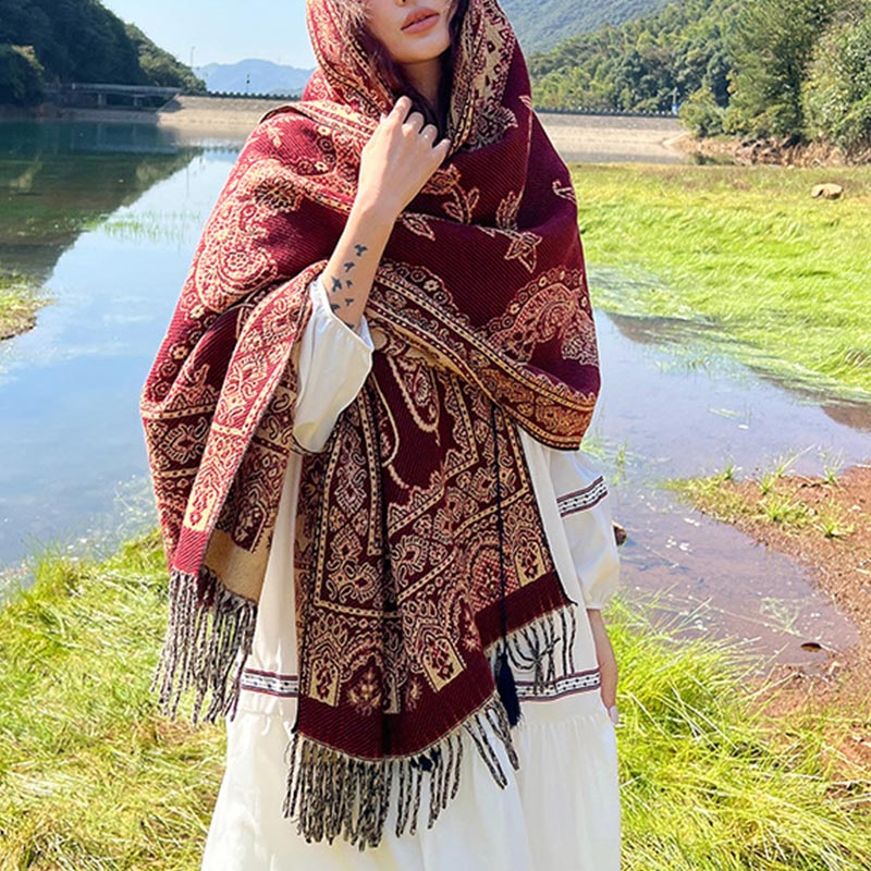 Buddha Stones , sciarpa da viaggio avvolgente - Rosso scuro - image 15