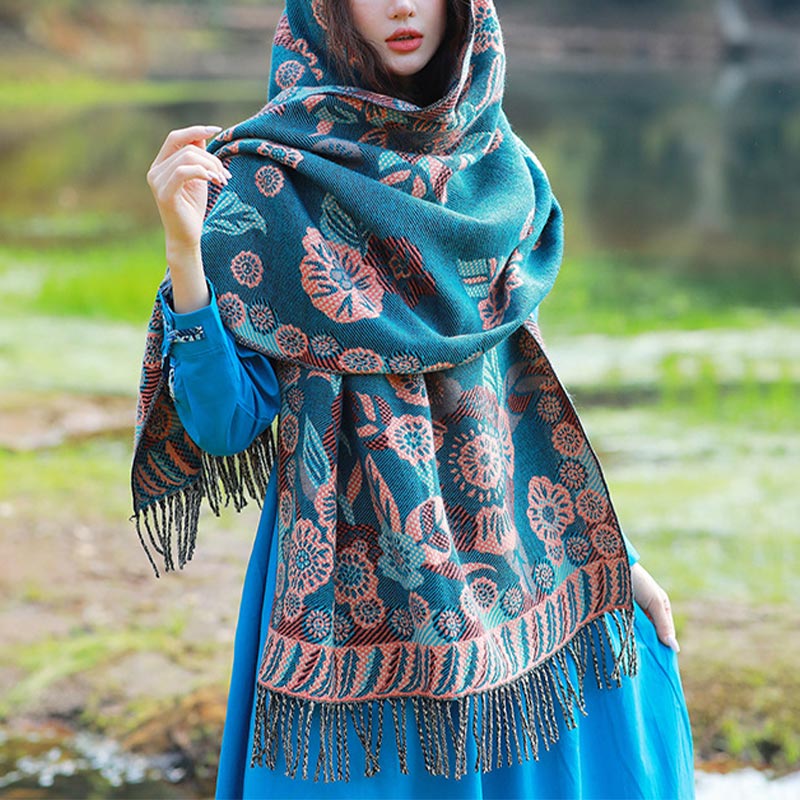 Buddha Stones, motivo tibetano, sciarpa da viaggio avvolgente - image 1