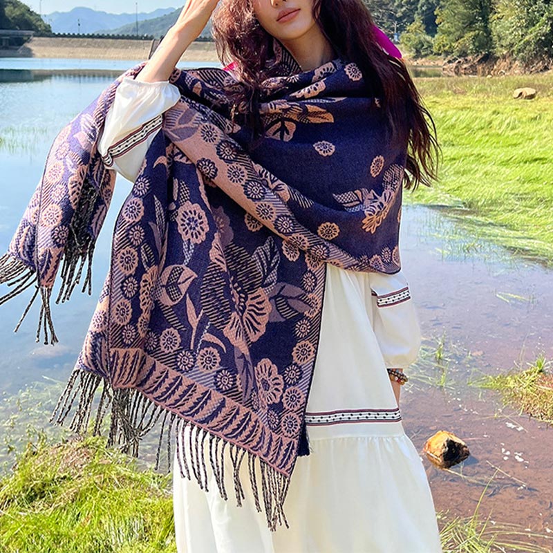 Buddha Stones, motivo tibetano, sciarpa da viaggio avvolgente - Orchidea - image 35