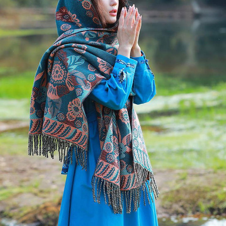 Buddha Stones, motivo tibetano, sciarpa da viaggio avvolgente - image 6