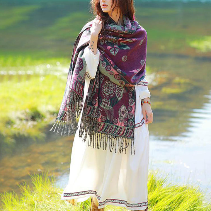 Buddha Stones, motivo tibetano, sciarpa da viaggio avvolgente - image 16