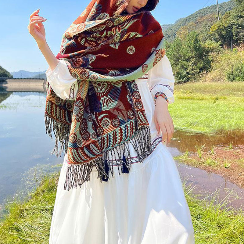 Buddha Stones, motivo tibetano, sciarpa da viaggio avvolgente - image 32